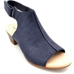 clarks nubuck leather perforated heeled sandals